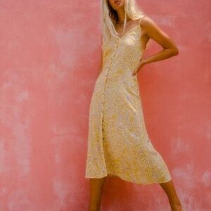 ☺️  NWT Billabong Yellow Floral bunched strap Sundress.  ☀️ 💛⭐️